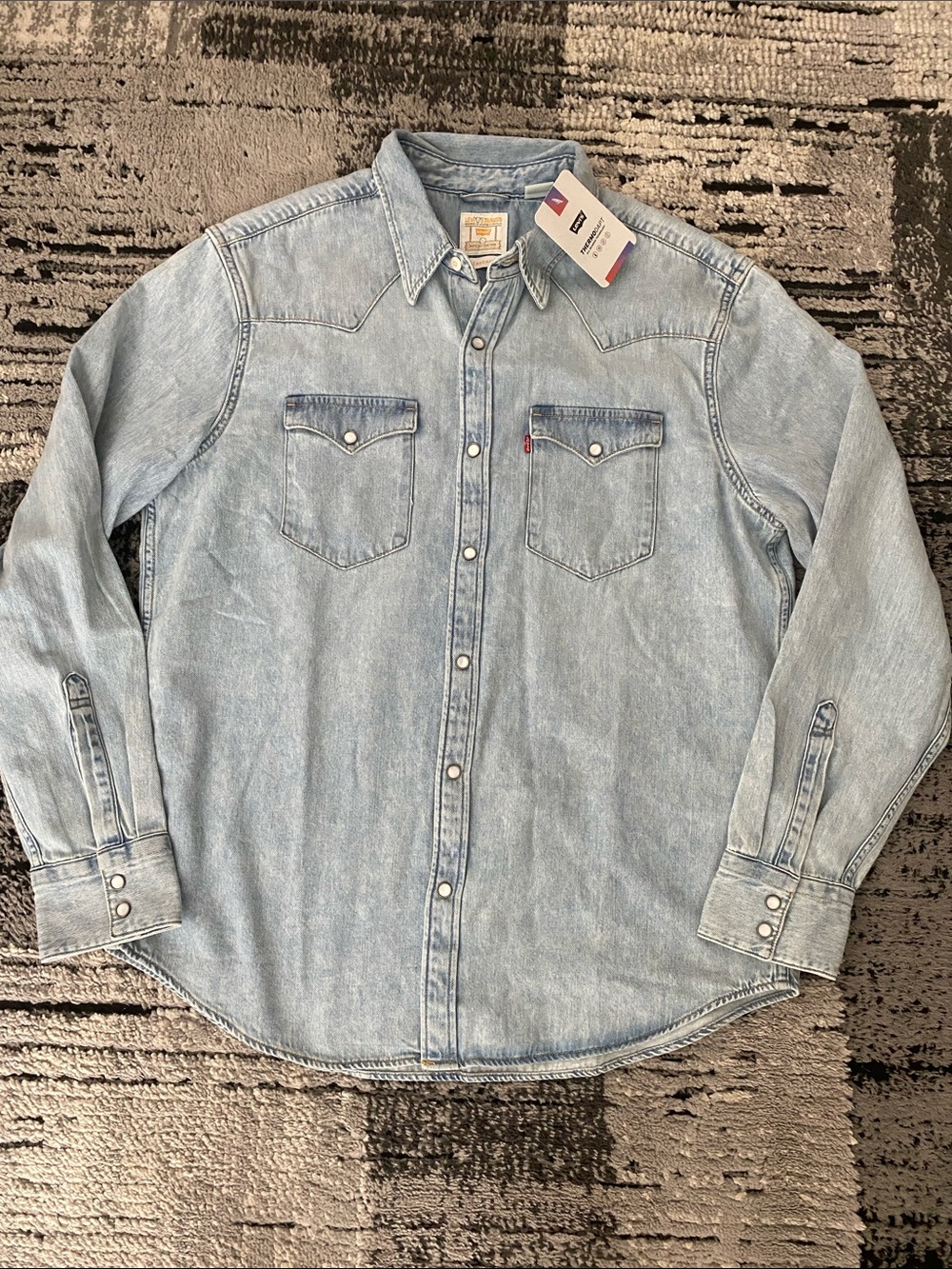 New Men’s Levi’s Barstow Western Denim Pearl Snap Shirt Large